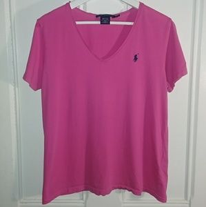 Women's Pink Ralph Lauren Polo Sport V-neck